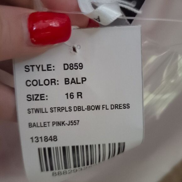 NWT Alfred Sung Strapless Satin Column Maxi Dress With Bow Ballet Pink Gown 16 - Picture 8 of 14